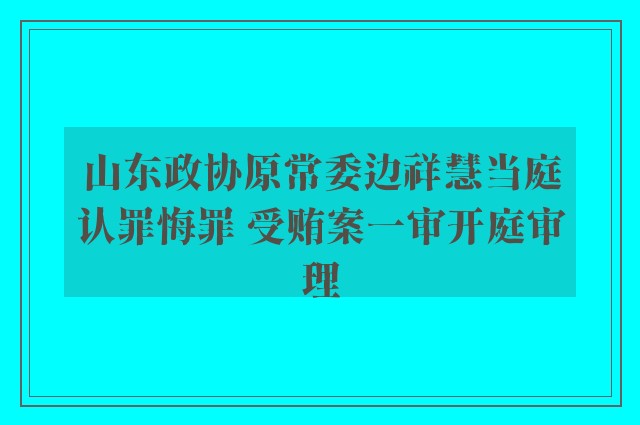 山东政协原常委边祥慧当庭认罪悔罪 受贿案一审开庭审理